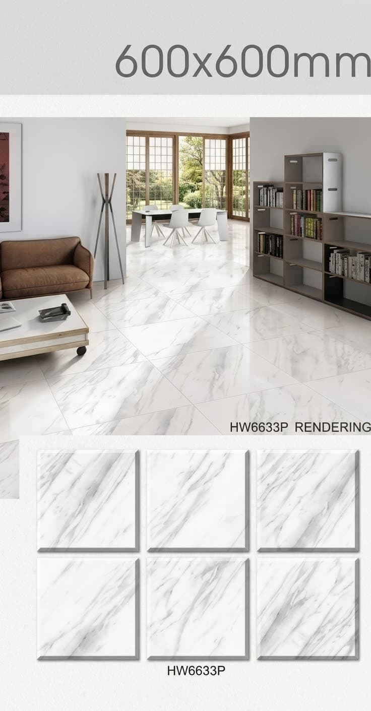 Prix: 10€/M2, Carrelage HW6633P – L'élégance du marbre-Taille: 60*60