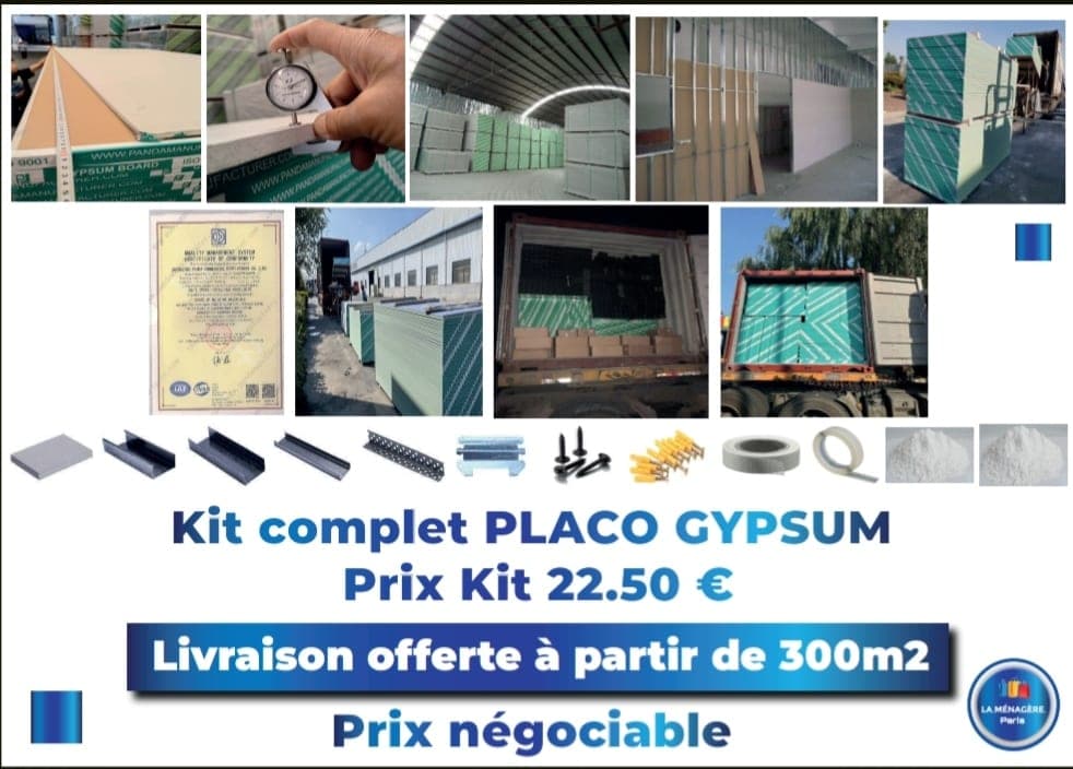 22.50€/M2 Le Kit complet Placo gypsum